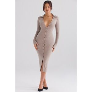 NEW House of CB Yvette Knit Dress Beige Small